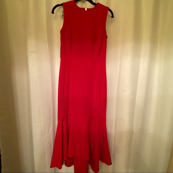 NWOT Calvin Klein High-Low Midi Scuba Dress red - Picture 3 of 5